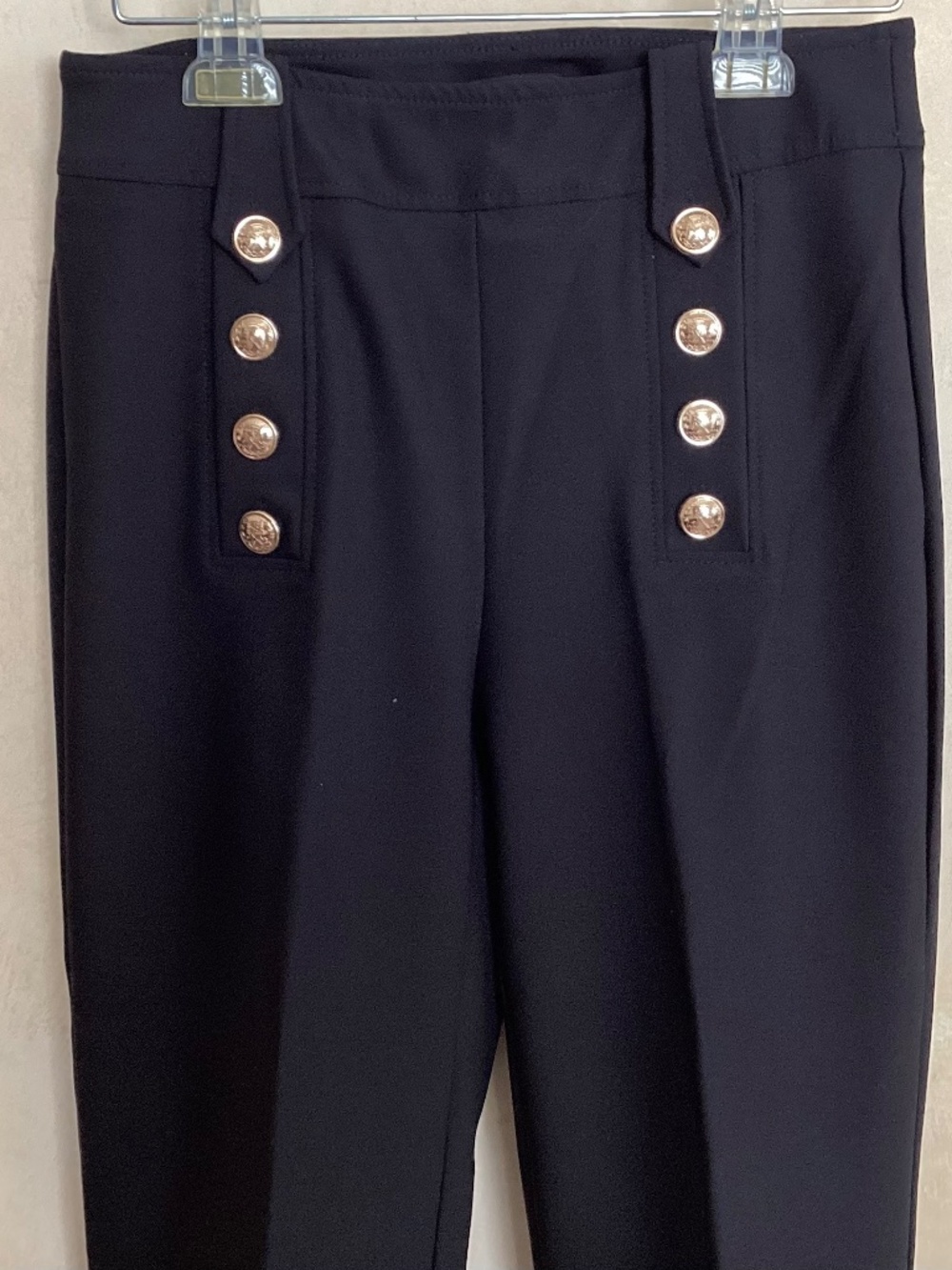 RACHEL ZOE BLACK PULL ON PANTS WITH VERTICAL ROWS OF GOLD BUTTONS SIZE 2